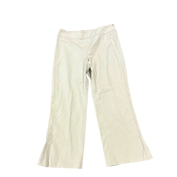 Akris Punto Khaki PinTuck Side Panel Cropped Pants Sz 6 - Picture 1 of 9